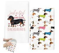 UWJOWP PañOs De Cocina Perro Salchicha 40 X 60 cm, Toallas De Cocina Grueso Suaves Absorbentes Toallas De Té De Barra Decoración De Limpieza Comedor Banquete De Bodas Buffet Familiar,2 Piezas