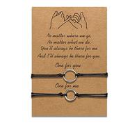 uwows Conjunto de Pulseras de Madre e Hija Pulsera de Cuerda de cordón a Juego Regalo de mamá a Hija Relación Joyería de Deseo Hecha a Mano para Mujeres Niñas (2 Piezas de Anillo)
