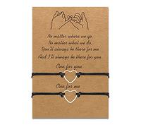 uwows Conjunto de pulseras de madre e hija Pulsera de cuerda de cordón a juego Regalo de mamá a hija Relación Joyería de deseo hecha a mano para mujeres Niñas (2 piezas de anillo de corazón)