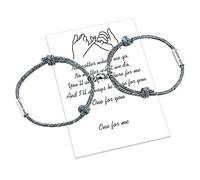 uwows Personalizar la atracción de cuerda trenzada 2 pulseras con campanas magnéticas 4 lados grabado perfecto regalo de joyería para pareja, familia, hermanas, mejores amigos (2pce blue)