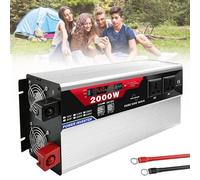 UWUKCJOKQ Kit de convertidor Voltaje e inversor Onda sinusoidal con relé Carga Dividida, Pantalla LCD, 2 Tomas Corriente alterna, 6 Puertos USB y Control Remoto(12Vto110V,2000W)