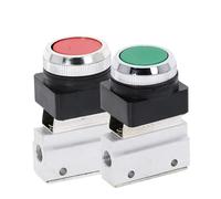 UWUKCJOKQ Válvula mecánica MOV-03B de 0.12 pulgadas, rosca de 2 posiciones, 3 vías, botón plano rojo, verde, válvula neumática momentánea (6 mm (1))