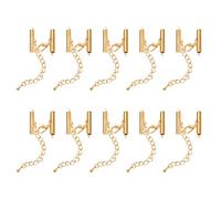 uxcell 10 juegos de cierres deslizantes con cierres de pinza de langosta y cadena de extensión, extremos de cordón deslizante de tubo de 20 mm para hacer manualidades, color dorado claro