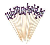 uxcell 100 palillos de cóctel, palillos de bambú de cuentas dobles de 4.7 pulgadas de largo, palillos de frutas, palillos de frutas, palillos decorativos para cócteles, fiestas, bebidas, alimentos,