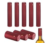 uxcell 150 cápsulas termorretráctiles de PVC, cápsulas de botella de vino de 1.2 x 2.4 pulgadas, tapas de corcho con pestaña de desgarro para hacer vino, bodegas y cocina en casa, uva roja/rojo