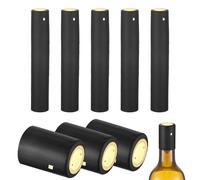uxcell 150 cápsulas termorretráctiles de PVC, cápsulas de botella de vino de 1.3 x 1.8 pulgadas, tapas de corcho con pestaña de desgarro para hacer vino, bodegas y cocina en casa, dorado/negro