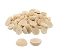 uxcell 150 cuentas de media madera, bolas de hemisferio sin terminar de 15 mm, cuentas redondas de madera natural para manualidades, adornos de festivales