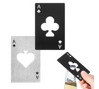 uxcell 2 abrebotellas Ace of Clubs, abridor de botellas de cerveza de acero inoxidable tamaño tarjeta de crédito para bolsillo de cartera, abrelatas de tapas para boda, fiesta, regalo de novia,