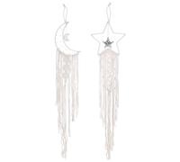 uxcell 2 atrapasueños de luna y estrella, hecho a mano, decoración del hogar, macramé para colgar en la pared con colgante, decoración bohemia para el hogar para mujeres, abuela, amigos, madre regalo