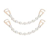 uxcell 2 cadenas para zapatos, zuecos, sandalias, accesorios de cadena, forma de cuenta, para decoración de zapatos, regalo de cumpleaños, para mujeres, blanco, oro rosa, 22x2 cm, No es una piedra