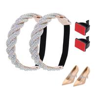 uxcell 2 pares de correas de zapatos de tacón alto, correas elásticas para zapatos de diamantes de imitación, correas de tobillo desmontables, cordones de cristal de repuesto para mujer, sandalias