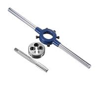 uxcell 3/8-16 UNC Tap and Die Set con llave de mango redonda de 30 mm, grifo de rosca de acero de alta velocidad y herramienta de roscado redondo