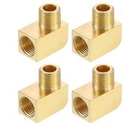 uxcell 3 piezas de latón de 90 grados Barstock Street Elbow M10 macho x M10 hembra conector de tubería para gas, aire, aceite, propano