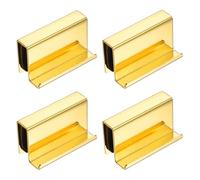 uxcell 4 tiradores de borde de vidrio de 1.6 pulgadas, clips de puerta de acero para ventana, manija de puerta oculta para cajones, armarios, vitrinas de vidrio, muebles, color dorado