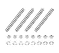 uxcell 4 varillas totalmente roscadas, M10 x 80 mm de acero inoxidable con tuercas y arandela plana, barra de varilla totalmente tachonada para abrazaderas, perchas y pernos en U