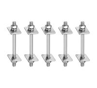 uxcell 5 pernos roscados M8 x 100 mm de acero inoxidable 304 de doble extremo con tuercas, arandelas planas cuadradas y arandelas de resorte para mantenimiento de la casa, tono plateado