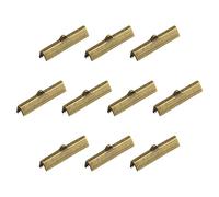 uxcell 50 puntas de abrazadera de crimpado de cinta, 30 mm, cierres de extremo de cordón para manualidades, tono bronce
