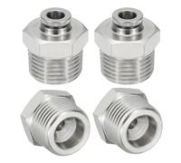 uxcell Ajuste de empuje para conectar, 4 piezas de acero inoxidable 304 PC macho recto tubo de 1/4 pulgadas OD x 1/2 pulgada NPT roscado empuje para conectar tubo de ajuste neumático de bloqueo de