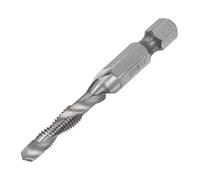 uxcell Broca combinada y broca de grifo, vástago hexagonal de 1/4 pulgadas M5 x 0.8 métrica sin revestimiento de acero de alta velocidad 4341 espiral flauta perforadora herramienta