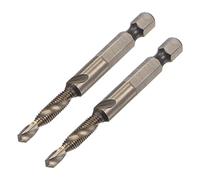 uxcell Broca combinada y broca de grifo, vástago hexagonal de 1/4 pulgadas M5 x 0.8 Métrico recubierto de titanio de alta velocidad acero 6542 espiral flauta perforadora herramienta 2 piezas