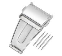 uxcell Cierre de despliegue de reloj Hebilla de botón de 19 mm de ancho de acero inoxidable extensor de banda de reloj tono plateado, 19mm