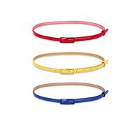 uxcell Cinturón flaco de charol para mujer para pantalones de vestir de jeans con hebilla de aleación Rojo/Amarillo/Azul Real