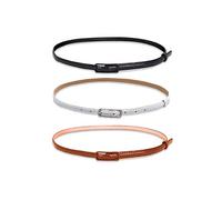 uxcell Cinturón flaco de charol para mujer para pantalones de vestir de jeans con hebilla de aleación Negro/Blanco/Caqui