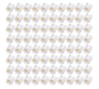 uxcell Conector modular de teléfono macho RJ11/RJ12, núcleo de cobre 6P6C transparente, 120 unidades