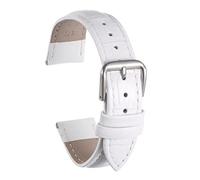 uxcell Correa de reloj de cuero de 17 mm con patrón en relieve, correa de repuesto con barras de resorte para hombres y mujeres, color blanco