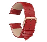 uxcell Correa de reloj de cuero de 18 mm con patrón en relieve, correa de repuesto con barras de resorte para hombres y mujeres, color rojo y oro rosa