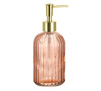 uxcell Dispensador de jabón - Dispensador de jabón de manos de vidrio de 13 onzas con bomba dorada para cocina y baño, naranja