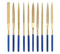 uxcell Juego de limas de agujas de diamante, 5 mm x 180 mm, con revestimiento de titanio y medio redondo, para metal, madera, cristal, 10 unidades