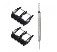 uxcell Juego de repuesto de cierre de correa de reloj, hebilla de PVD pulida de acero inoxidable, color negro para correas de reloj de 24 mm de ancho con removedor de barra de resorte