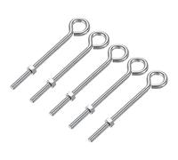 uxcell Juego de tornillos de tornillos de ojo M6 x 90 mm, 5 ganchos de acero al carbono con tuercas hexagonales para gancho de metal, ganchos de anillo de terminales de madera