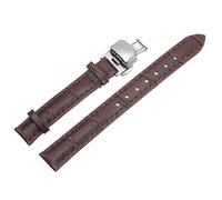 uxcell Kit de repuesto de correa de cuero vacuno con hebilla de despliegue para reloj, correa de cuero de 13 mm con barras de resorte, marrón, Marrón, 13 mm