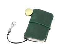 uxcell Miniature Notebook, 1.9 x 1.3 Vintage Portable Leather Pocket Tiny Notebooks Pocket Journal for Daily Travel Diary Drawing Writing Keychain Gifts, Dark Green