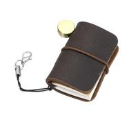 uxcell Miniature Notebook, 1.9 x 1.3 Vintage Portable Leather Pocket Tiny Notebooks Pocket Journal for Daily Travel Diary Drawing Writing Keychain Gifts, Coffee