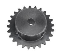 uxcell Piñón de rodillo de 25 dientes tipo B, 25 cadenas de un solo hilo de 1/4 "paso, 8 x 7,5 mm diámetro de óxido negro C45 acero al carbono con 2 tornillos para cadena ISO 04C