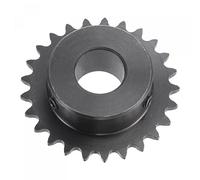 uxcell Piñón de rodillo de 25 dientes tipo B, cadena 25, hebra simple paso de 1/4 pulgadas, 17 mm diámetro de óxido negro C45 acero al carbono con 2 tornillos de fijación para ISO 04C