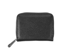uxcell Portatarjetas de crédito, cartera pequeña de acordeón con cierre de cremallera, organizador seguro para tarjetas de identificación, Negro -, 4.13" x 3.35" x 0.98", Moderno