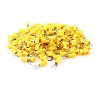 Uxcell SV5.5-5 - Terminal de horquilla preaislada para cables AWG 12-10 y perno #10, 500 piezas, amarillo
