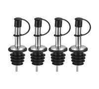 uxcell Vertedores de botellas de acero inoxidable, 4 boquillas de aceite de oliva de 90 mm con tapas de goma para el polvo, vertedores de vino, boquillas de licor para verter líquido, vino, vinagre,