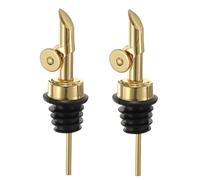uxcell Verter botellas de licor de acero inoxidable con peso, 2 piezas con boquilla dispensadora de aceite de oliva, vertedores de botellas para alcohol, vino, vinagre, color dorado
