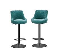 UXHRILSV Juego de 2 taburetes de bar de metal, sillas de bar elevables de 60 a 80 cm, con respaldo de terciopelo de cojín, taburetes de desayuno, adecuados para silla de comedor/salón de belleza