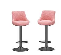 UXHRILSV Juego de 2 taburetes de bar de metal, sillas de bar elevables de 60 a 80 cm, con respaldo de terciopelo de cojín, taburetes de desayuno, adecuados para silla de comedor/salón de belleza