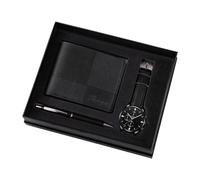 UxicRuya Conjunto de Regalo para Caballero, Reloj de Lujo Y Cartera Elegante, Negro