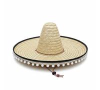 UxicRuya Sombrero de Protección Solar Estilo Mexicano Gorro Decorativo para Adultos Borde Ancho Cómodo en Paja Accesorio Funcional Adecuado para Celebraciones, Beige, L 58-60cm