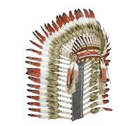 UxicRuya Tocado de Estilo Indio con Plumas para Adultos, Hecho a Mano Inspirado en Nativos Americanos, Accesorio de Fiesta y Foto de 100cmx45cm, Banda para Cabello con Cuentas de Colores