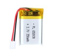 Uxney Batería de 3,7 V 350 mAh 652030 de polímero de litio, iones de litio, batería de iones de litio con conector de 2 PH con 2 mm de tamaño de cuadrícula