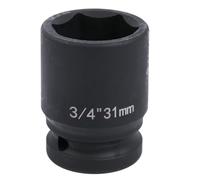 Uxney Casquillo de Impacto 3/4" 31mm 6 Caras, Acero Cr-Mo, Corto para Llave de Impacto, Ideal para Talleres Mecánicos